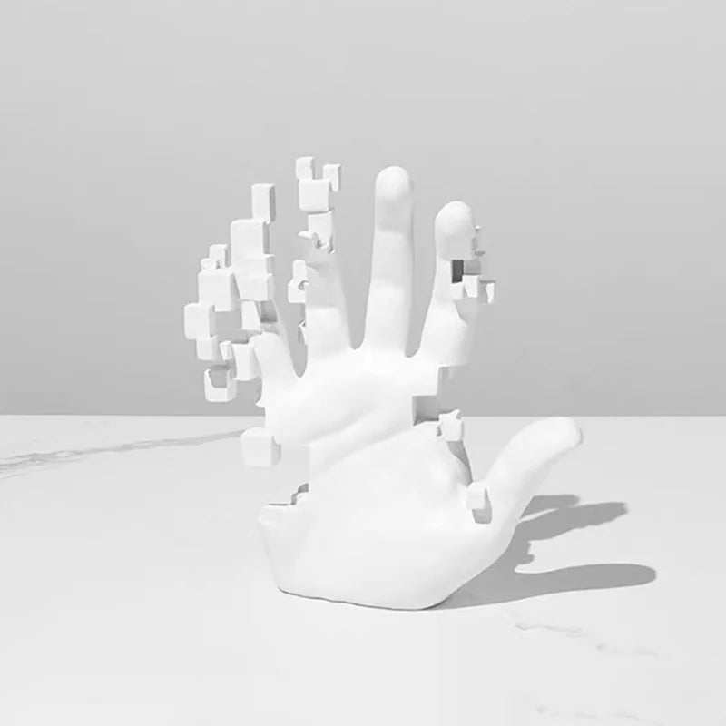 20cm Modern Decoration Mosaic Sculpture Hand Model Resin Abstract Figurine Home Desktop Decor  Fashion Study Office Statue