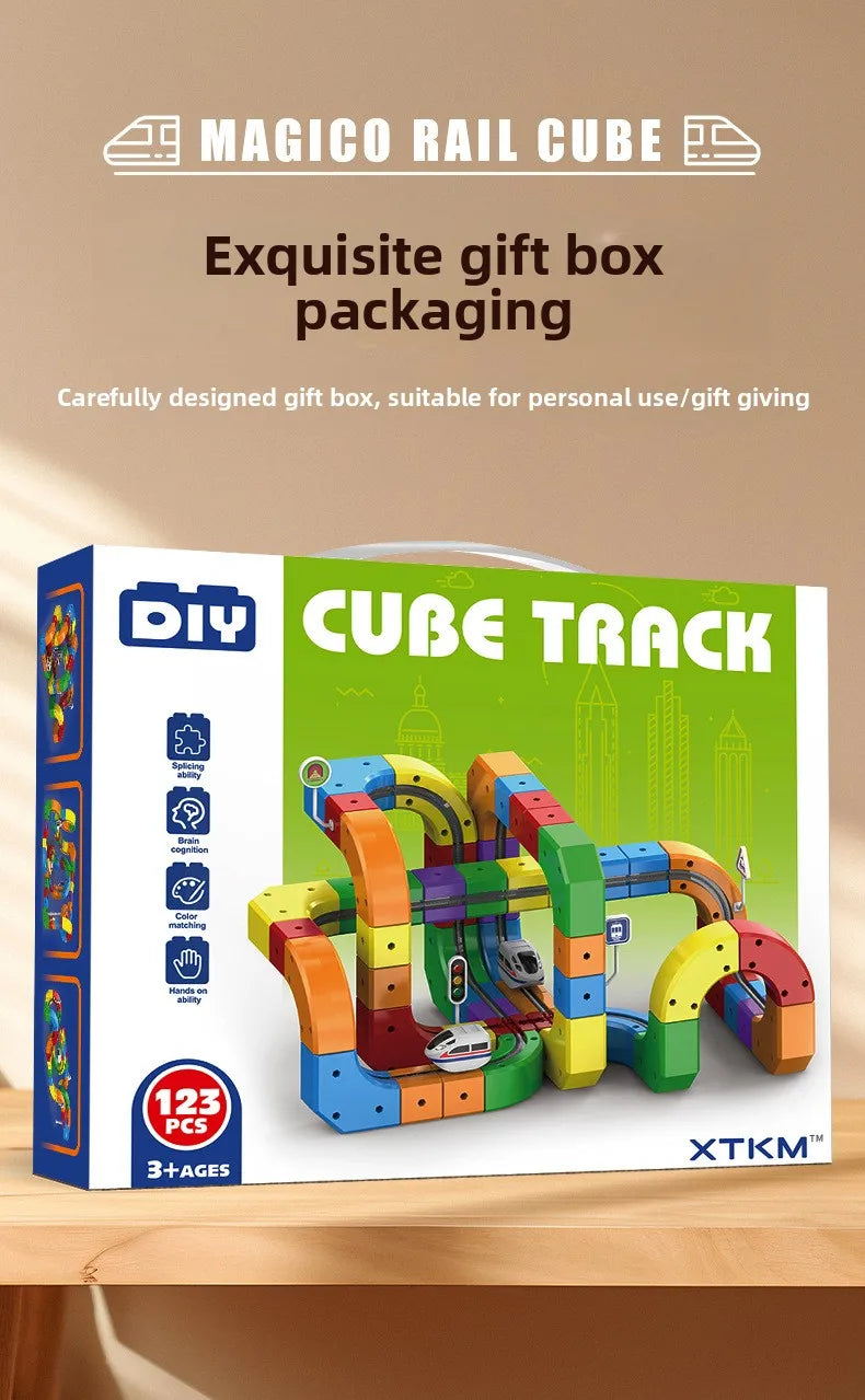 Children Magnetic Rail Car Cube Toys DIY Building Blocks Educational Toy Magical Track Train Construction Kids Christmas Gifts