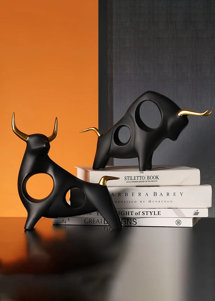 UHKA | Matte Bronze Bull Sculpture – Minimal Strength Object