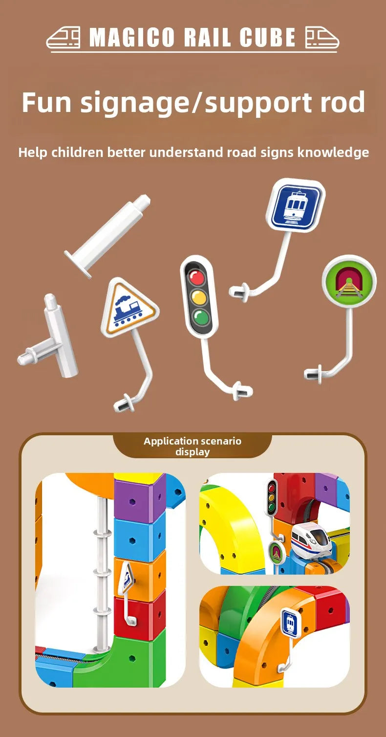 Children Magnetic Rail Car Cube Toys DIY Building Blocks Educational Toy Magical Track Train Construction Kids Christmas Gifts