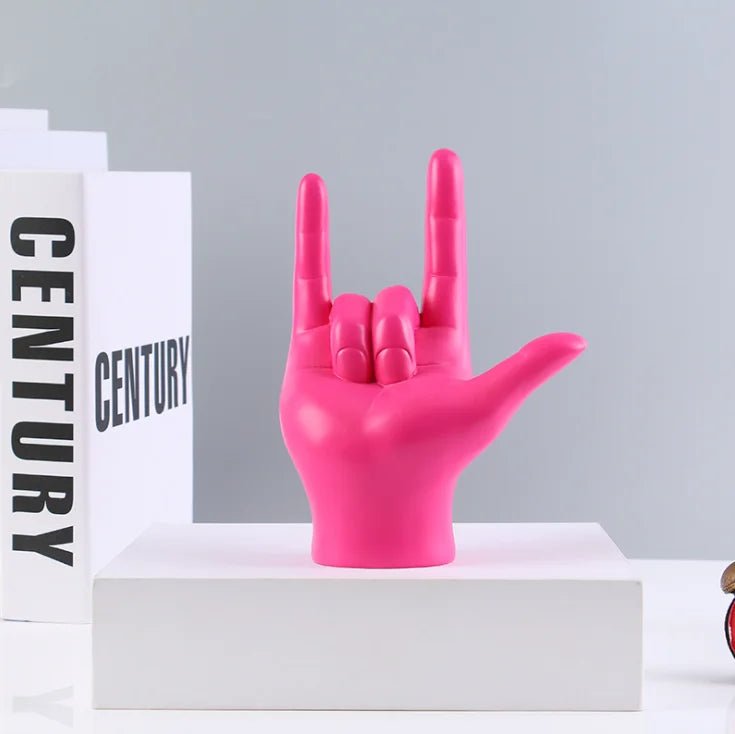 UHKA Modern Resin “Peace Sign” Hand Figurine – Minimal Home & Desk Decor