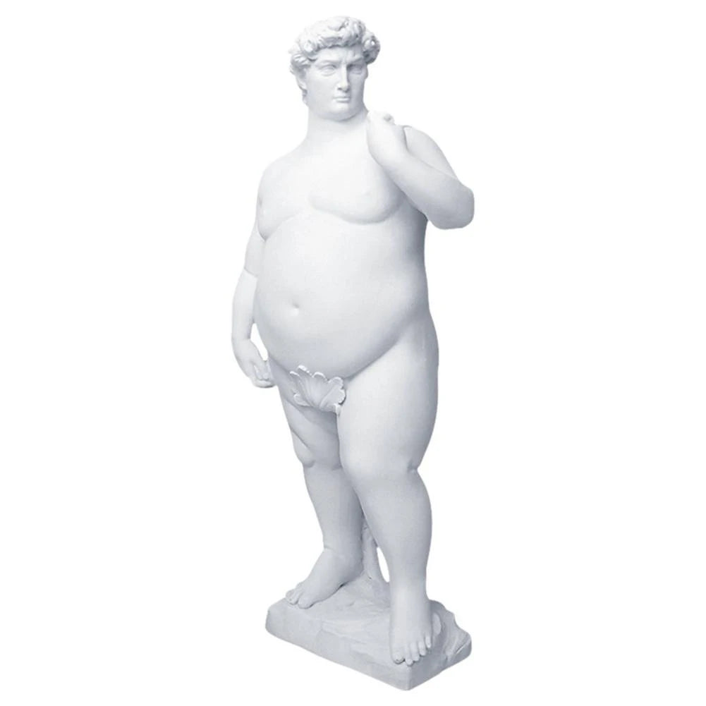 Fat David Statue – Modern Resin Sculpture with Classical Humor for Home Decor