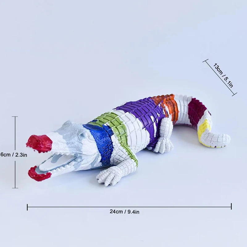 UHKA Colorful Crocodile Resin Figurine — Modern Animal Ornament for Home Decor