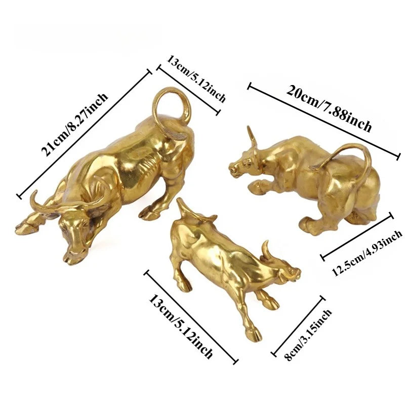 Golden Bull Figurine – Modern Resin Animal Ornament for Home Decor