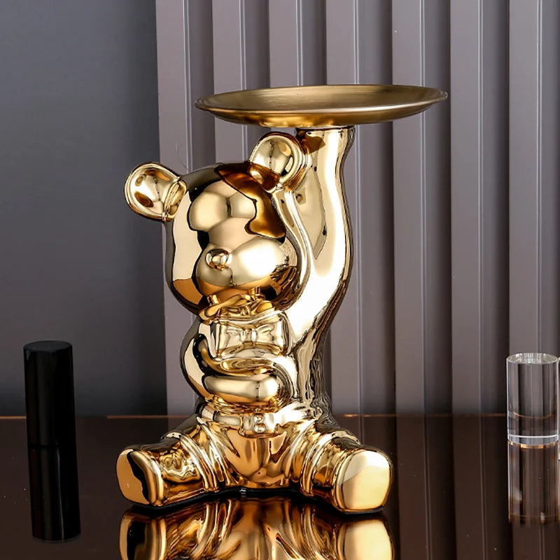 Steel Teddy Bear Shelf Figurine – Modern Decorative Sculpture for Home Display