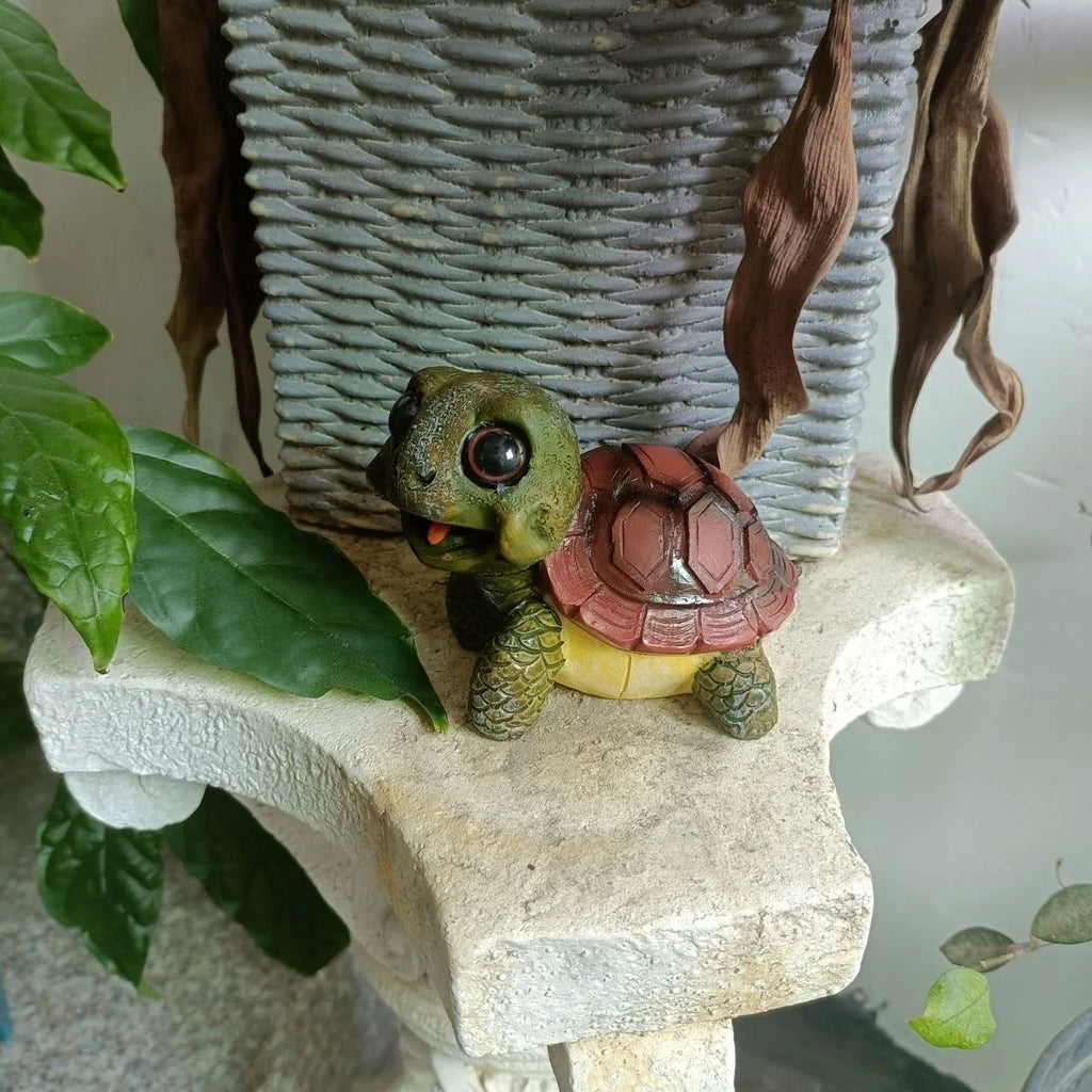 Cute Turtle Resin Figurine – Outdoor Garden Decor, Yard Lawn Ornament, Fish Tank Decoration, Mini Animal Statue