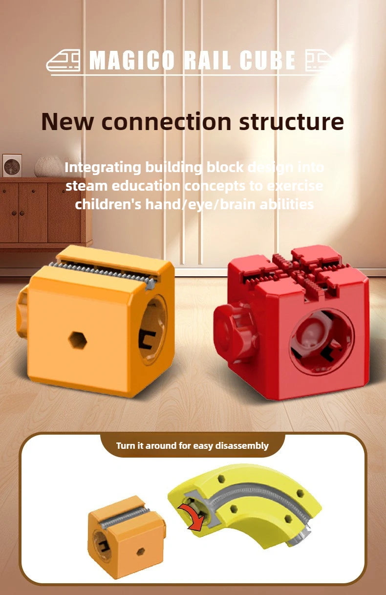 Children Magnetic Rail Car Cube Toys DIY Building Blocks Educational Toy Magical Track Train Construction Kids Christmas Gifts