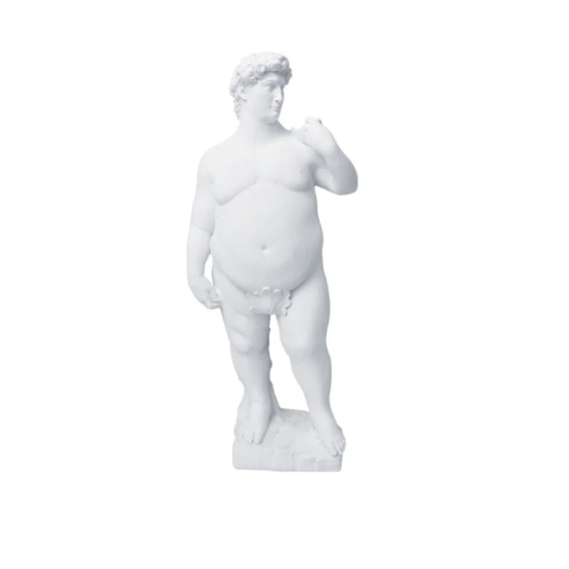 Fat David Statue – Modern Resin Sculpture with Classical Humor for Home Decor
