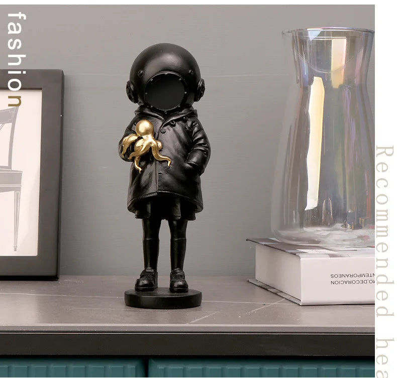 Diver-Helmet Child Figurine – Abstract Resin Sculpture for Home & Office Decor
