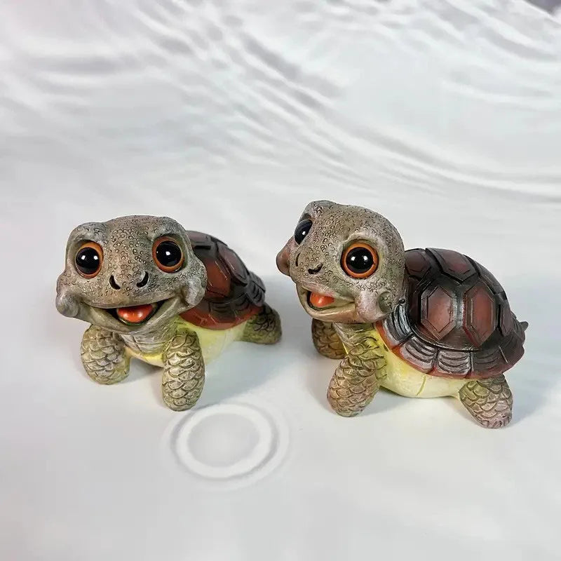 Cute Turtle Resin Figurine – Outdoor Garden Decor, Yard Lawn Ornament, Fish Tank Decoration, Mini Animal Statue