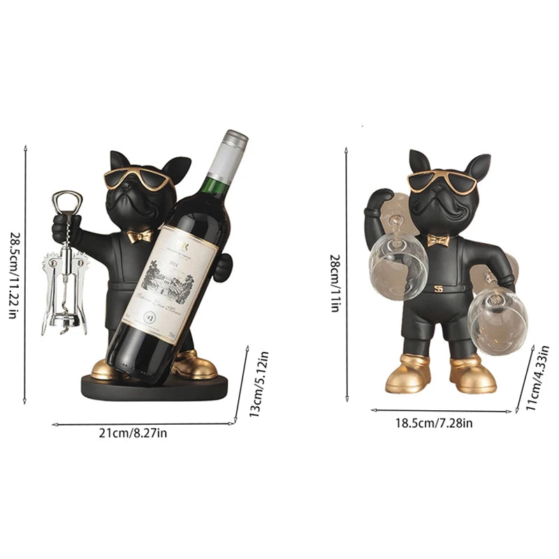 Matte Bulldog Wine Holder Figurine – Modern Resin Animal Ornament for Home Decor