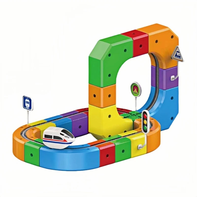Children Magnetic Rail Car Cube Toys DIY Building Blocks Educational Toy Magical Track Train Construction Kids Christmas Gifts