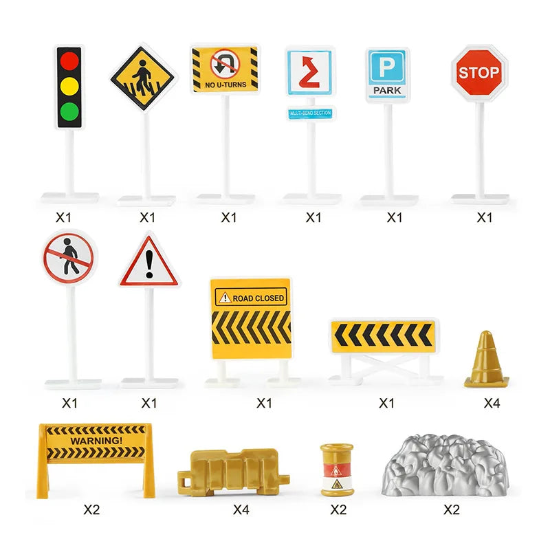 10 In 1 Construction Toys Truck Storage Die-cast Vehicle Transporter Car Set Excavator Dump Truck Digger Backhoe for Kids Gift