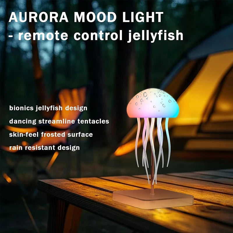 Jellyfish Lamp Remote & Touch Controlled, RGB Gradient Rechargeable Dancing Tentacles Night Light for Home Office Bedside Decor