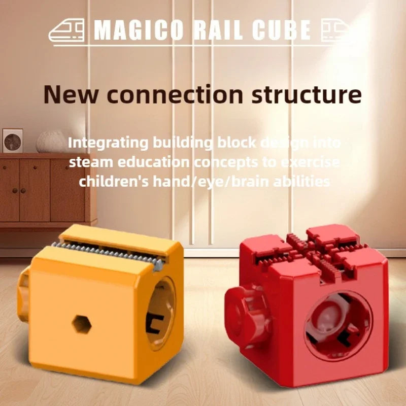 Children Magnetic Rail Car Cube Toys DIY Building Blocks Educational Toy Magical Track Train Construction Kids Christmas Gifts