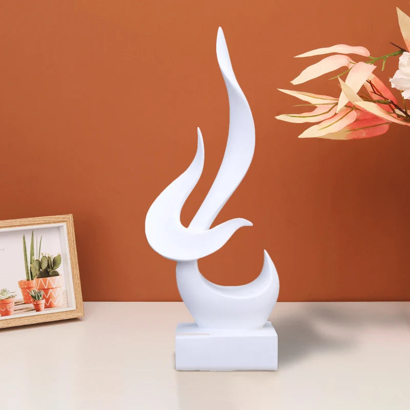 Abstract Flame Bird Sculpture – Modern Resin Home Decor Ornament