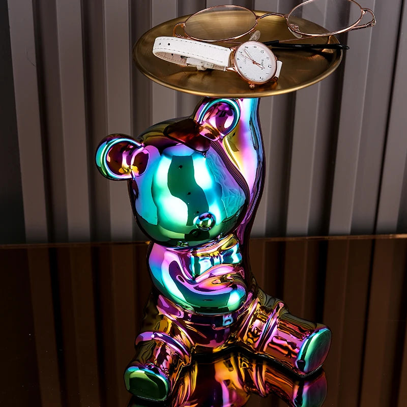 Steel Teddy Bear Shelf Figurine – Modern Decorative Sculpture for Home Display