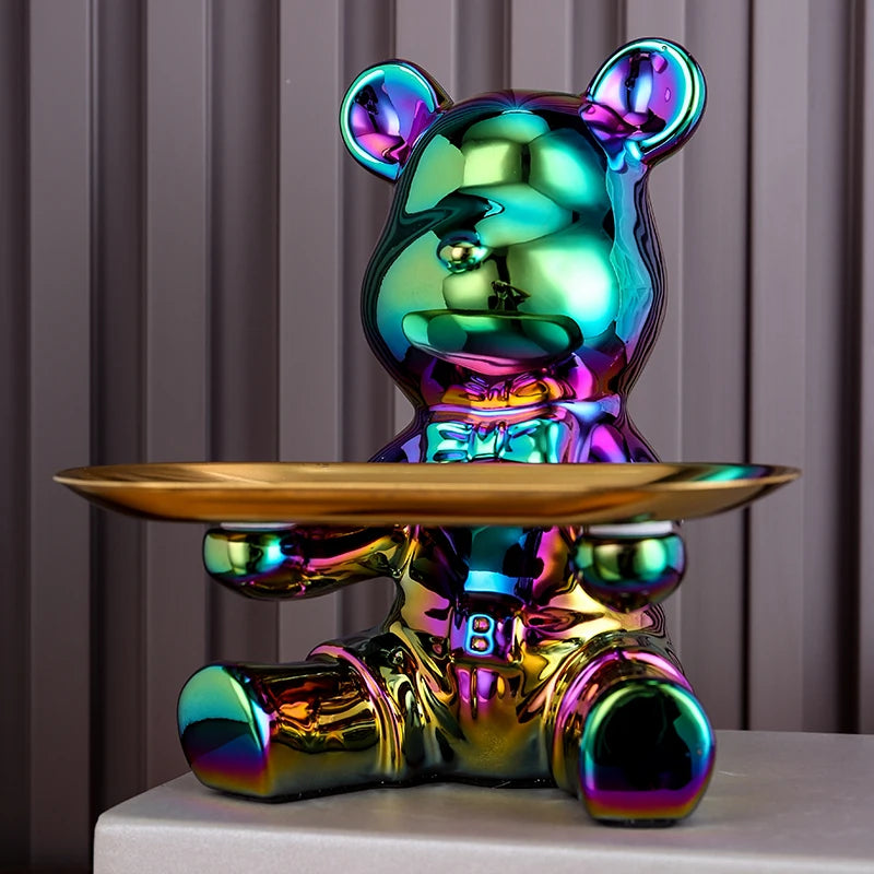 Steel Teddy Bear Shelf Figurine – Modern Decorative Sculpture for Home Display