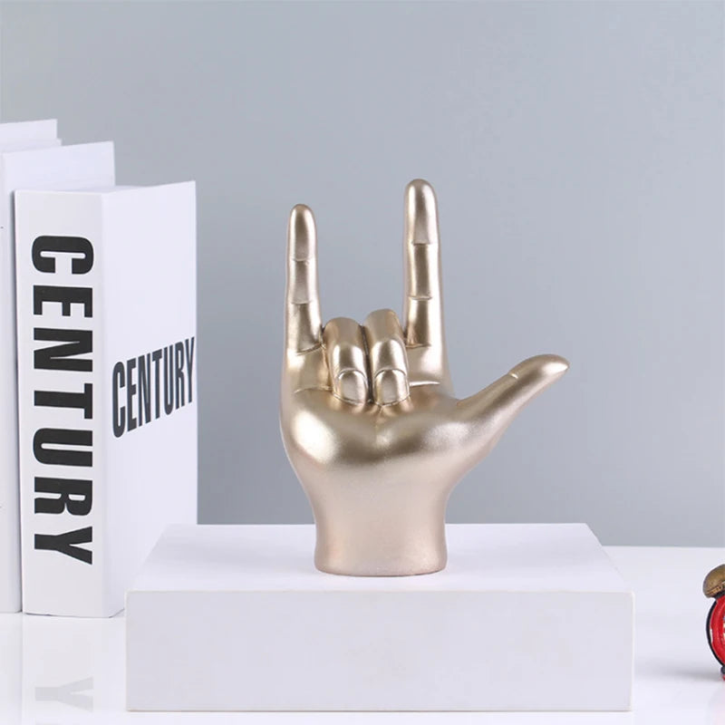 UHKA Modern Resin “Peace Sign” Hand Figurine – Minimal Home & Desk Decor