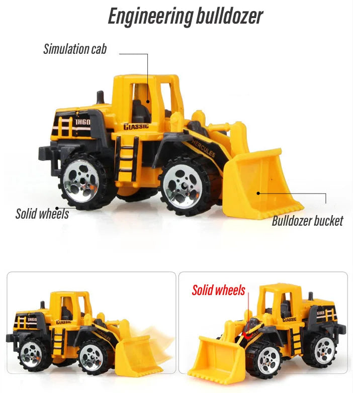 10 In 1 Construction Toys Truck Storage Die-cast Vehicle Transporter Car Set Excavator Dump Truck Digger Backhoe for Kids Gift