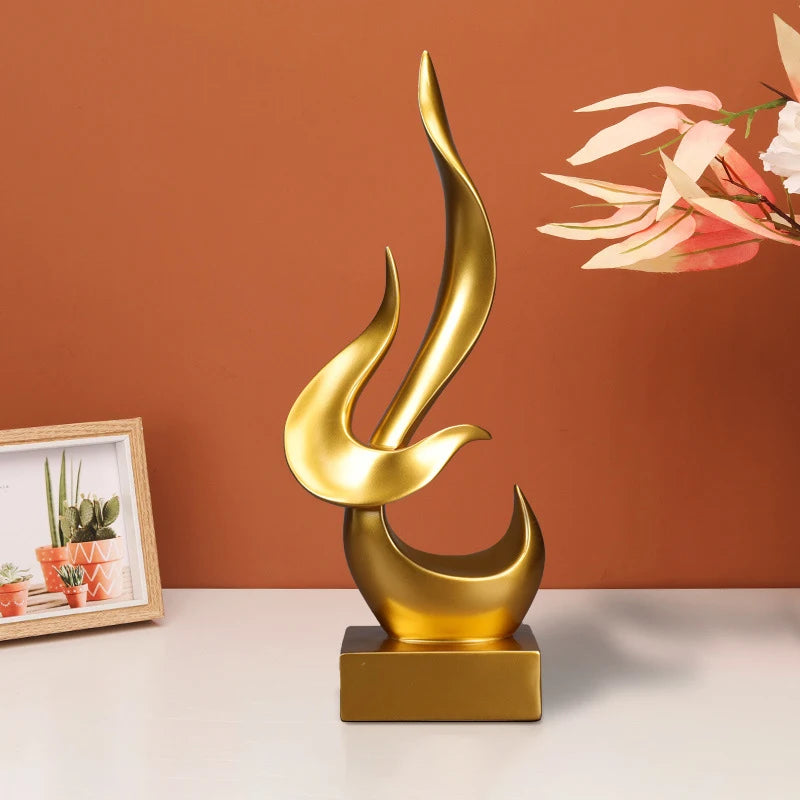 Abstract Flame Bird Sculpture – Modern Resin Home Decor Ornament