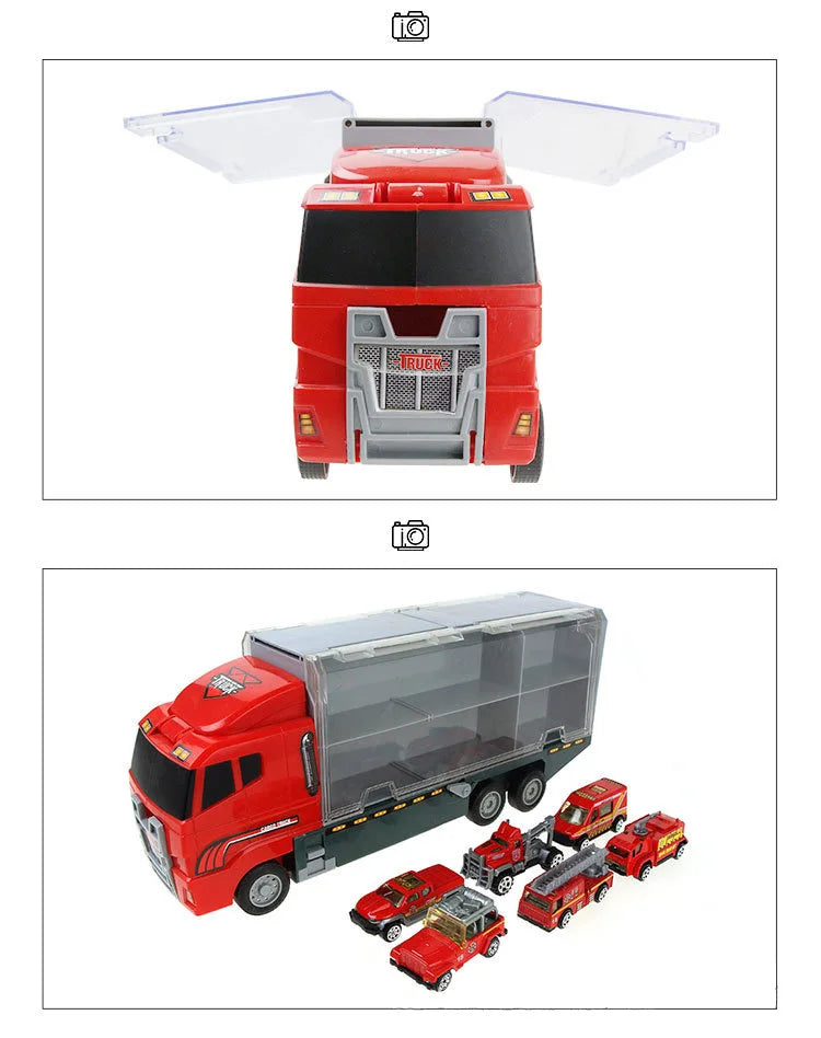 10 In 1 Construction Toys Truck Storage Die-cast Vehicle Transporter Car Set Excavator Dump Truck Digger Backhoe for Kids Gift