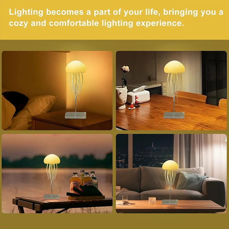 Jellyfish Lamp Remote & Touch Controlled, RGB Gradient Rechargeable Dancing Tentacles Night Light for Home Office Bedside Decor