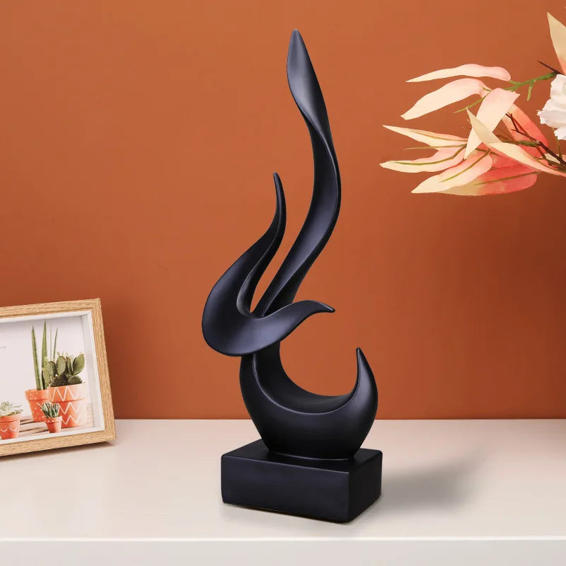 Abstract Flame Bird Sculpture – Modern Resin Home Decor Ornament