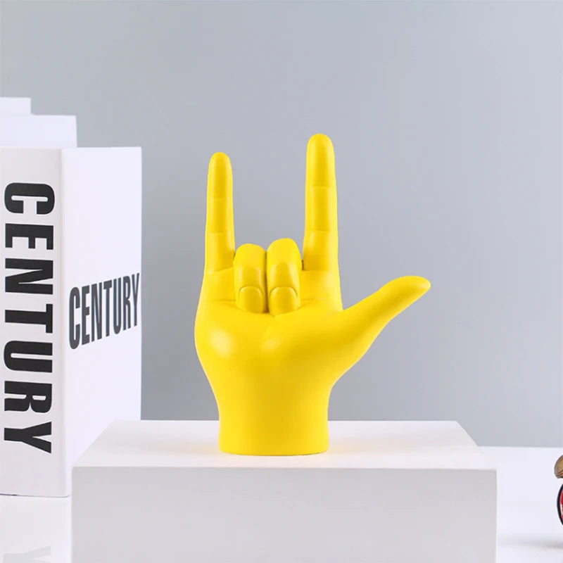 UHKA Modern Resin “Peace Sign” Hand Figurine – Minimal Home & Desk Decor