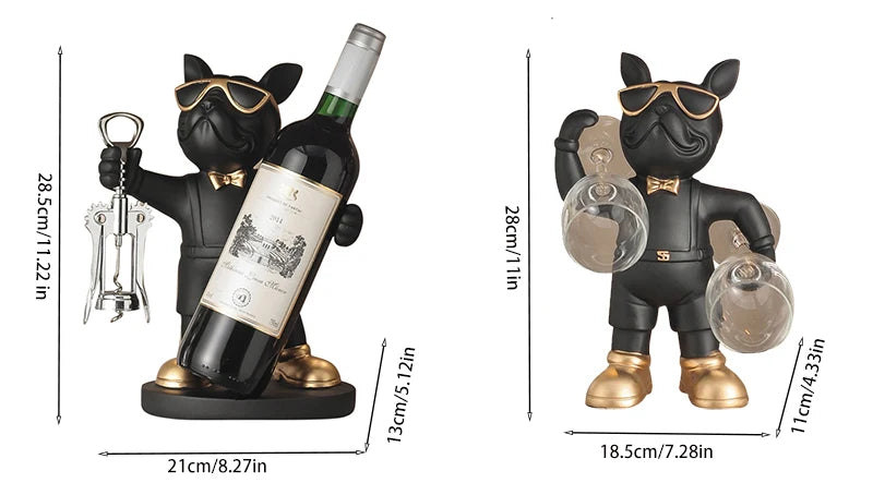 Matte Bulldog Wine Holder Figurine – Modern Resin Animal Ornament for Home Decor