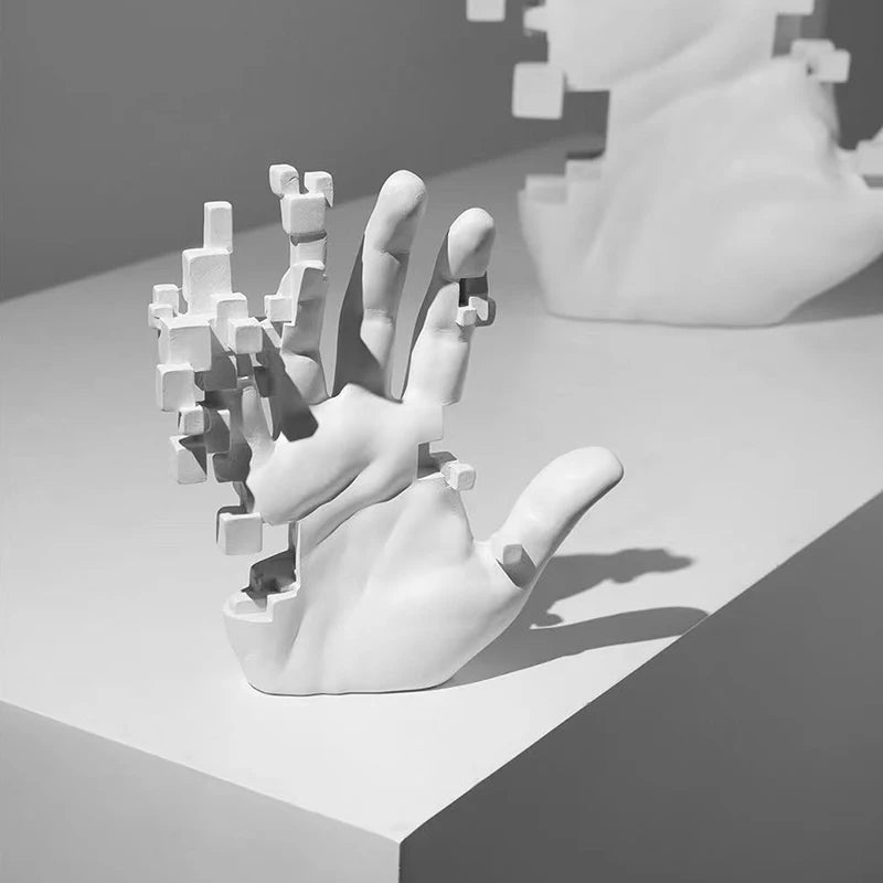 20cm Modern Decoration Mosaic Sculpture Hand Model Resin Abstract Figurine Home Desktop Decor  Fashion Study Office Statue