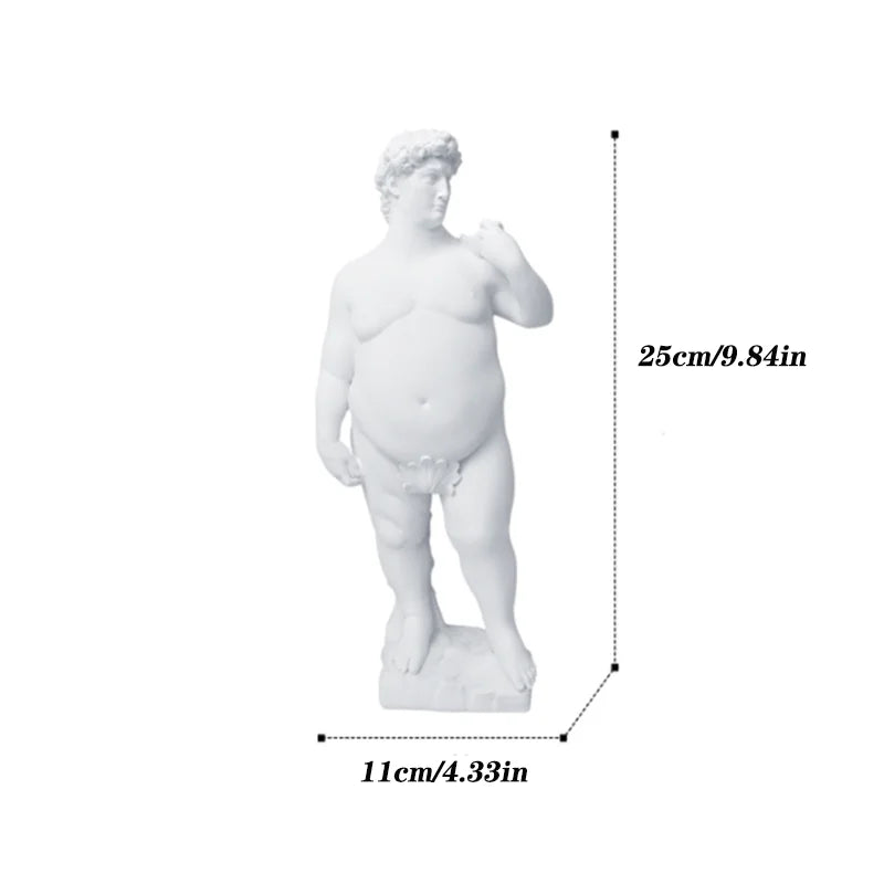 Fat David Statue – Modern Resin Sculpture with Classical Humor for Home Decor