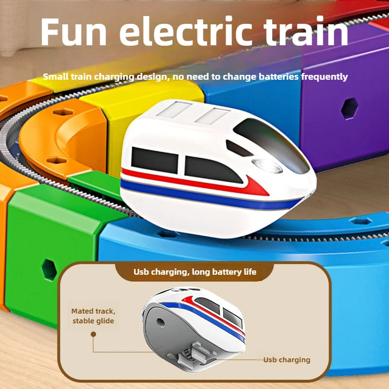 Children Magnetic Rail Car Cube Toys DIY Building Blocks Educational Toy Magical Track Train Construction Kids Christmas Gifts